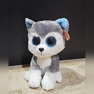 Ty Beanie Boo Slush Grey/White Husky Dog Stuffed Plush Animal‎ Toy 9"